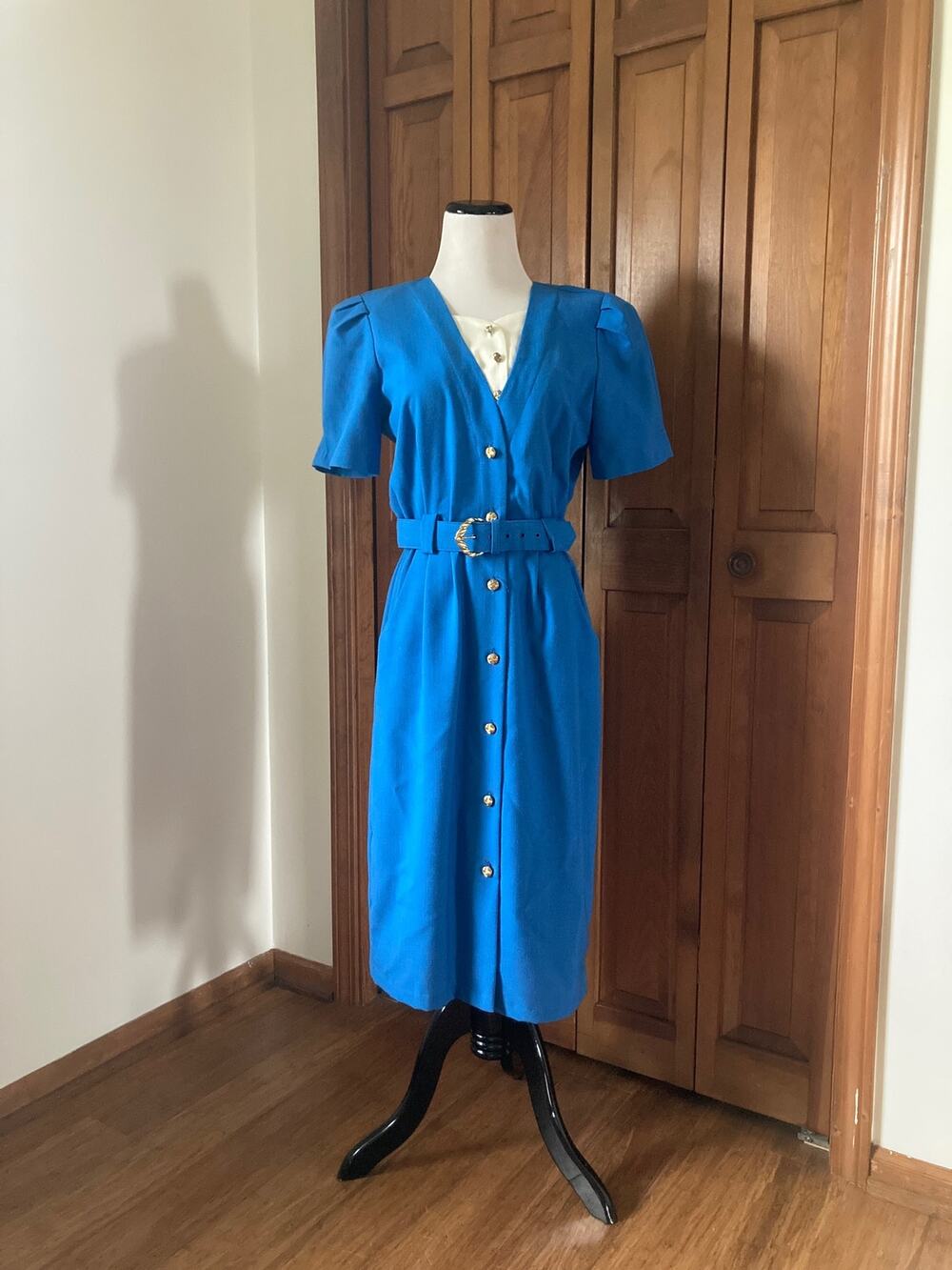 Vintage Breli Originals Blue Buttondown Shirt Dress, Size 8
